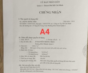 Bán nhà 37 Nguyễn Trung Trực, phường Bến Thành, DT 35x30=1055m2, có