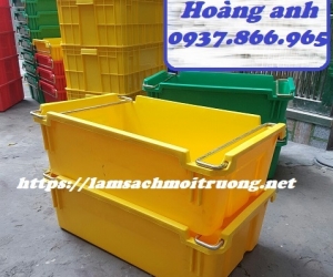 Bán thùng nhựa có quai sắt 2 đầu, thùng nhựa đặc