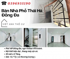 Bán nhà Phố Thái Hà_Siêu Phẩm Lô Góc_Vinfast Đỗ Cửa_39mx6T_Giá: