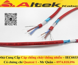 Cáp chống cháy chống nhiễu 2x1.0, 2x1.5, 2x2.5 + E + GFT