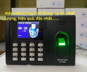 Máy chấm công vân tay và thẻ từ Ronald Jack LD-668 có pin ko lo mất điện...