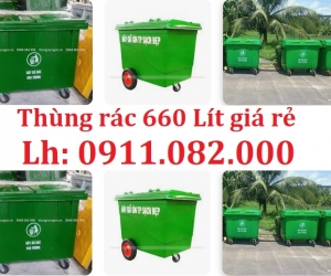 Thùng rác nhựa giá tốt- lh 0911082000- thùng rác 120l 240 nắp kín màu xanh...