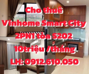 Cho thuê căn Vinhome Smart City 2PN1 tòa S202 giá 10tr/tháng . Cần