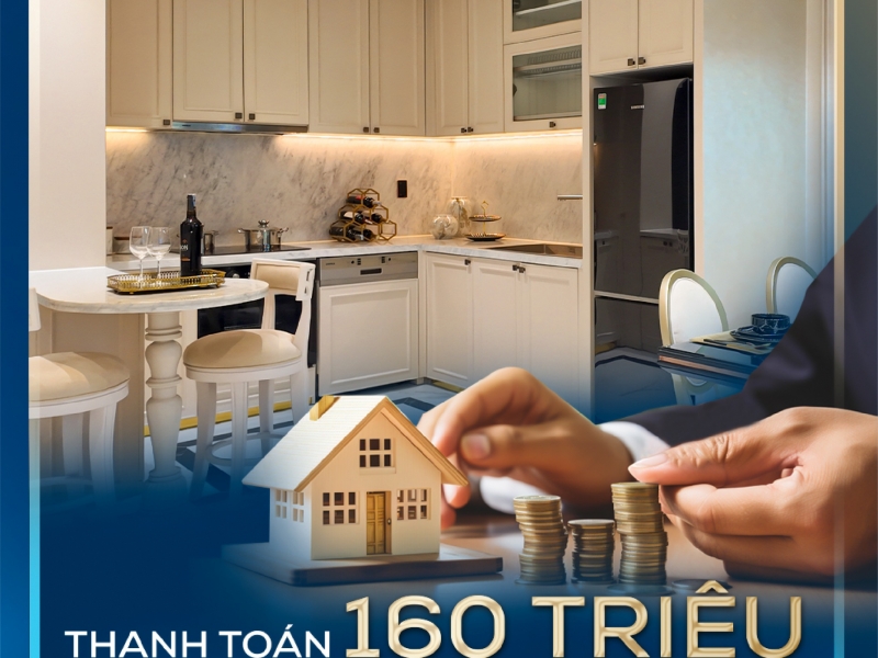 Chỉ cần thanh toán 10% GTCH tương đương khoảng 160tr cho căn hộ