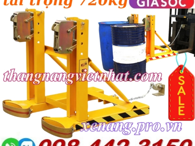 Bộ kẹp gắp thùng phuy đôi 2 thùng phuy 720kg