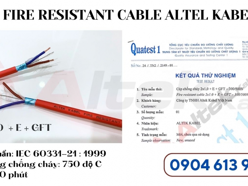 Cáp chống cháy chống nhiễu 2x1.5mm Altek Kabel đạt tiêu chuẩn IEC 60331