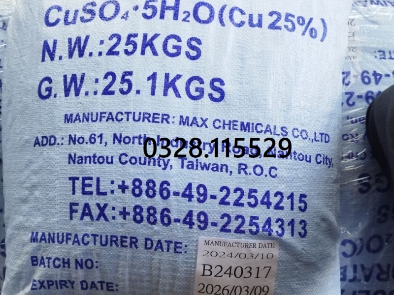 Đồng sulfate, CuSO4 25%, diệt tảo diệt nấm, xử lý nước