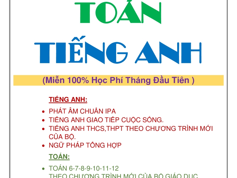 CHƯƠNG TRÌNH TIẾNG ANH CHO BÉ DỊP HÈ