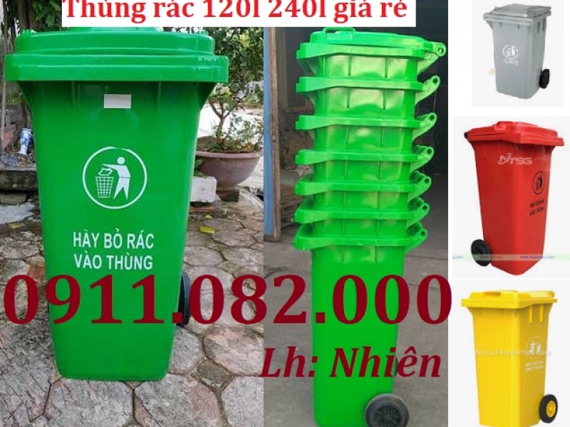 Thùng rác giá rẻ, thùng rác dày, chịu lực tốt, bền màu- thùng rác 120l