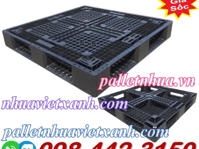 Pallet nhựa 1100x1100x150mm màu đen - hàng mới