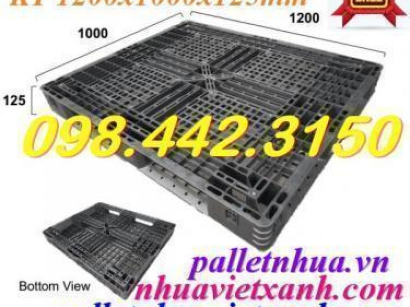 Pallet nhựa xuất khẩu 1200x1000x125mm màu đen hàng mới giá cực sốc