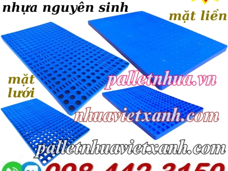 Pallet nhựa không chân 1000x600x35mm nhựa nguyên sinh màu xanh dương