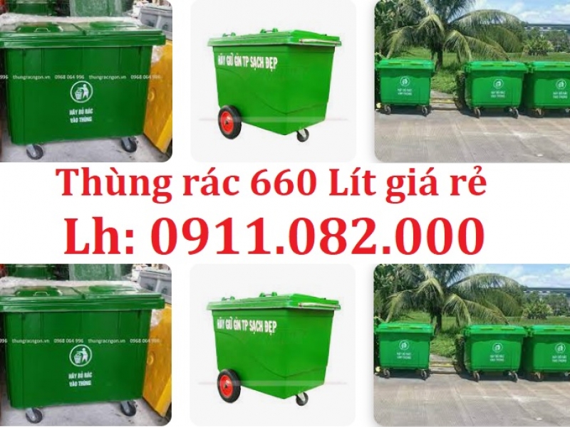  Thùng rác nhựa giá tốt- lh 0911082000- thùng rác 120l 240 nắp kín màu xanh 