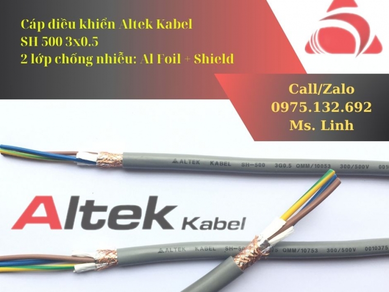 Cáp điều khiển 2 lớp chống nhiễu Altek Kabel 3x0.5mm2