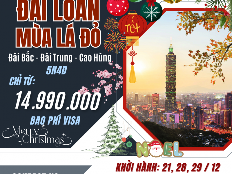 Du lịch Đài Loan ngắm lá đỏ đúng vào dịp Noel