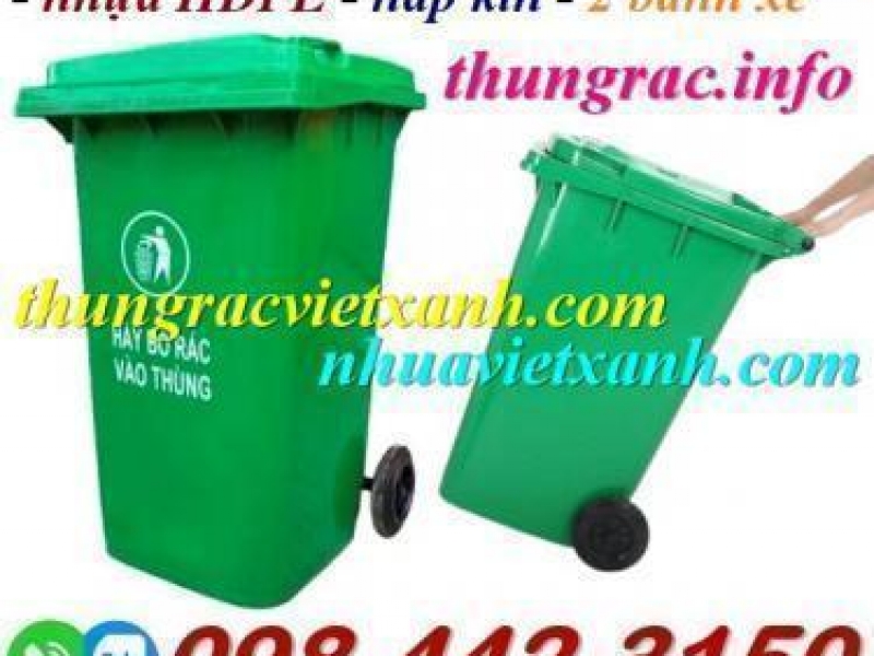 Thùng rác nhựa 240 lít màu xanh lá - thanh lý xả kho giá rẻ