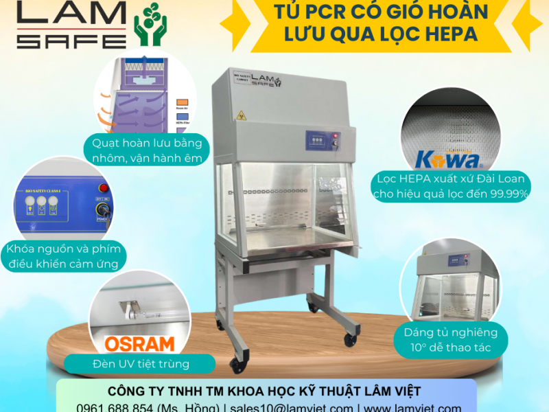 Tủ PCR có gió hoàn lưu qua lọc HEPA