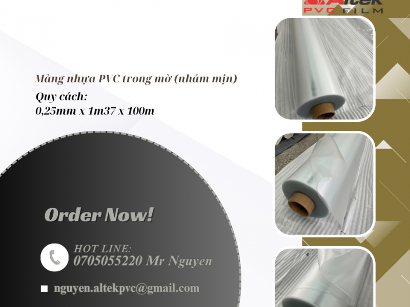 Màng nhựa PVC trong mờ độ dày 0,25mm khổ lớn giá tốt