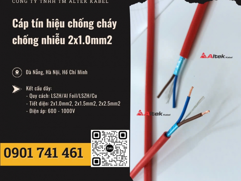 Dây tín hiệu chống cháy chống nhiễu 2x1.0mm2 Đà Nẵng