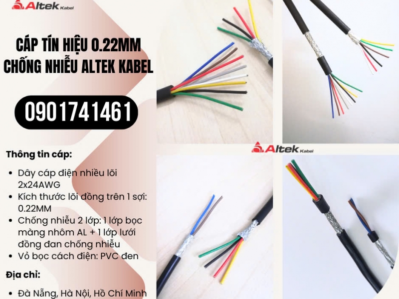 Dây tín hiệu chống nhiễu 0.22mm2 Đà Nẵng, Hà Nội, HCM