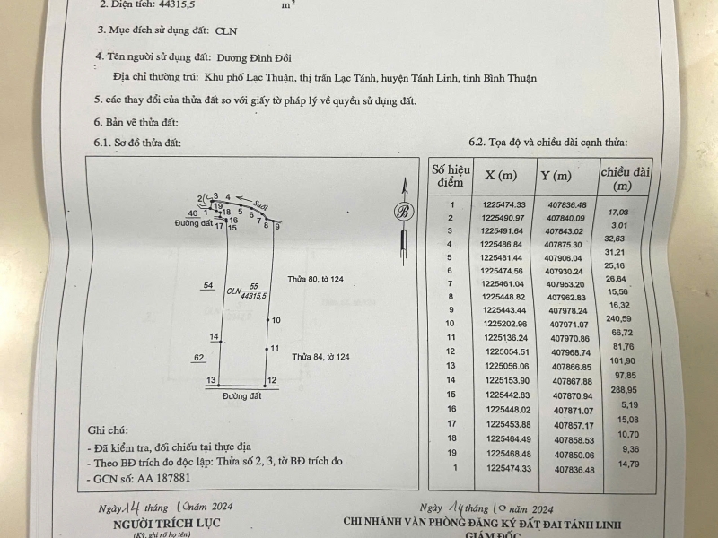 Cần bán đất giá 56 tỷ VND tại Đường ĐT 720, Xã Gia An, Huyện Tánh