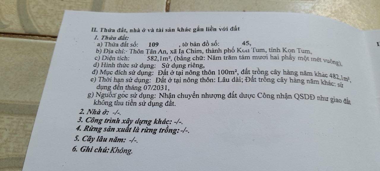 CẦN BÁN LÔ ĐẤT ĐẸP TẠI THÀNH PHỐ KON TUM -TỈNH KON TUM