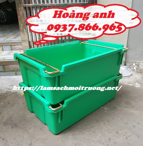 Bán thùng nhựa có quai sắt 2 đầu, thùng nhựa đặc