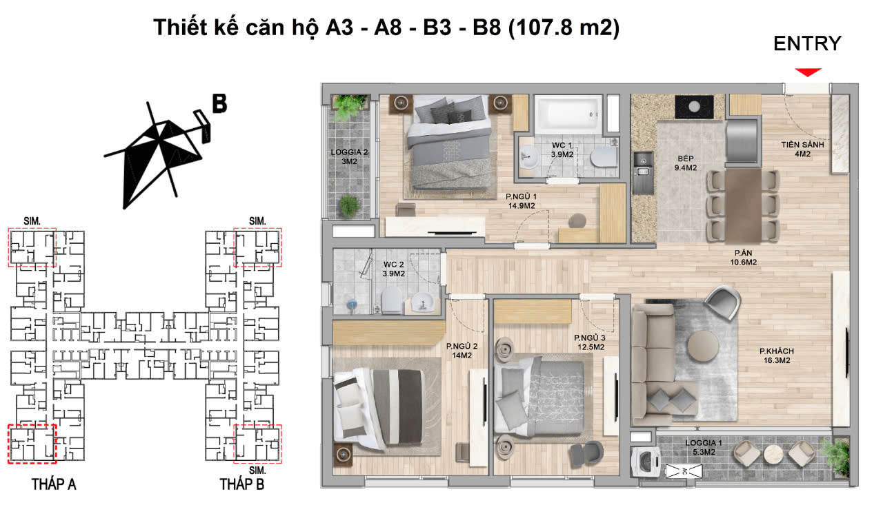 Hiếm, Bán gấp Căn hộ CC The Zei Mỹ Đình, 3PN, 2WC, 9.x tỷ