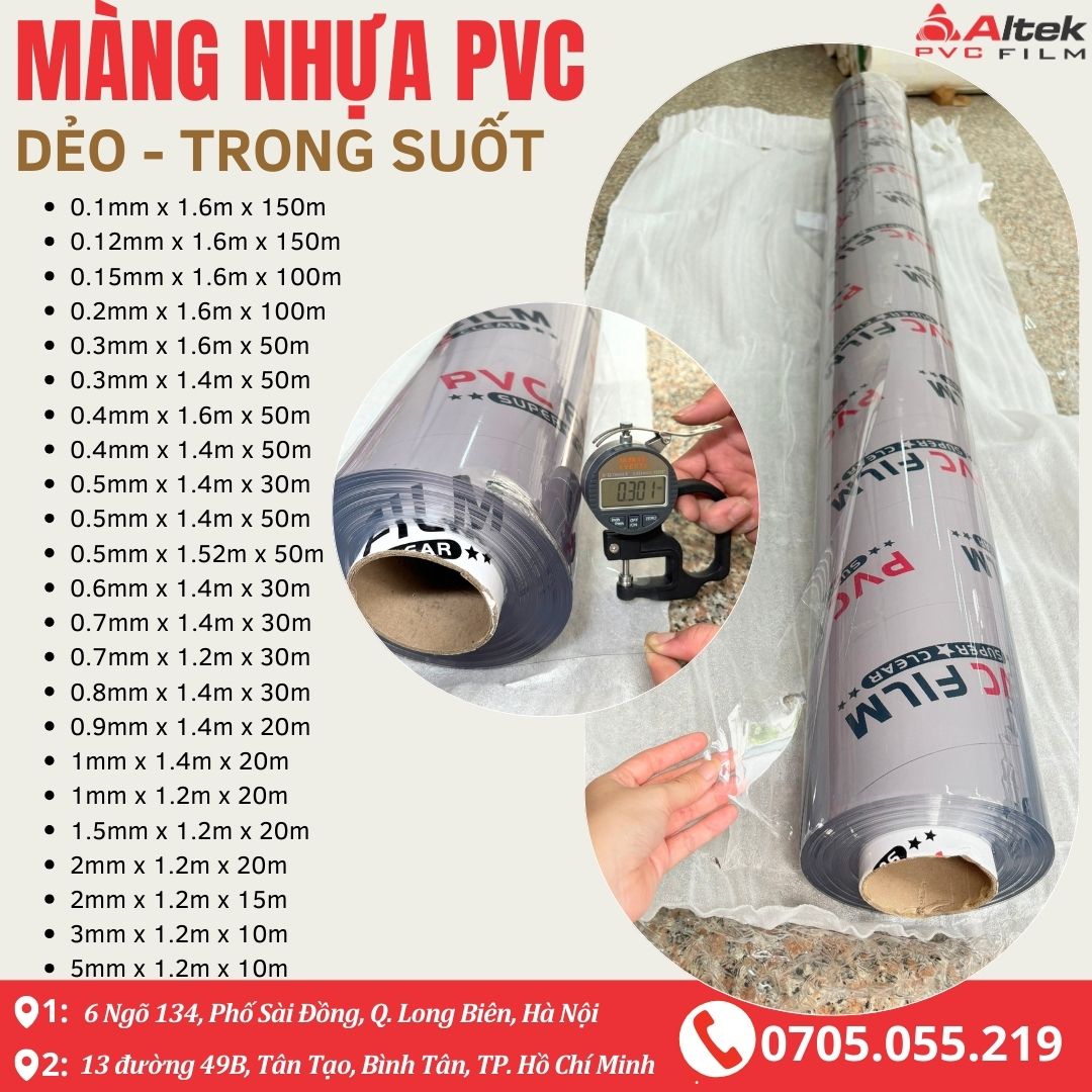 Màng Nhựa PVC Đục Mờ 0.25mm May Túi Đựng Mỹ Phẩm Altek