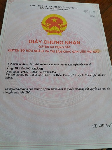 Chính chủ cần bán nhà phường 2 quận 8 thành phố Hồ Chí Minh