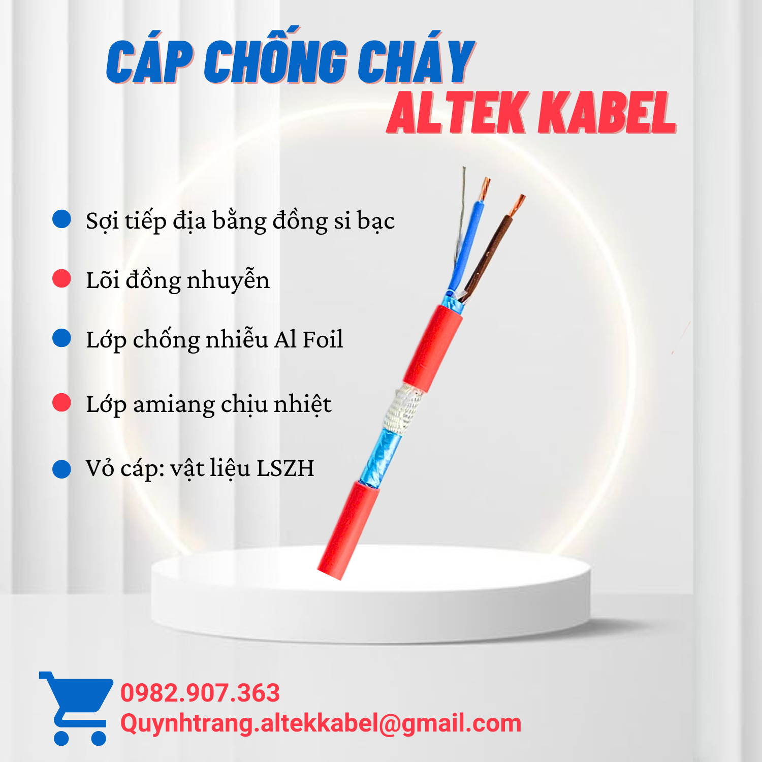 Cáp chống cháy chống nhiễu GFT Altek chịu cháy trong nhiệt độ cao