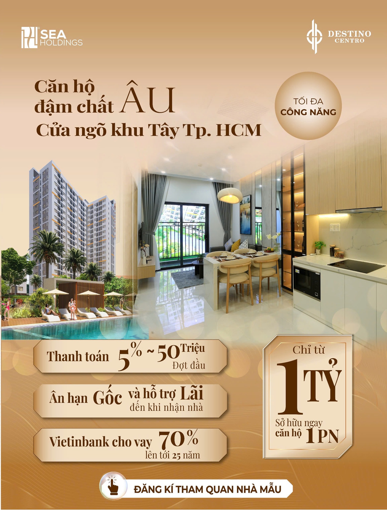 Căn hộ cao cấp, giá tốt ngay mặt tiền Quốc Lộ 1A trả góp 6 triệu!