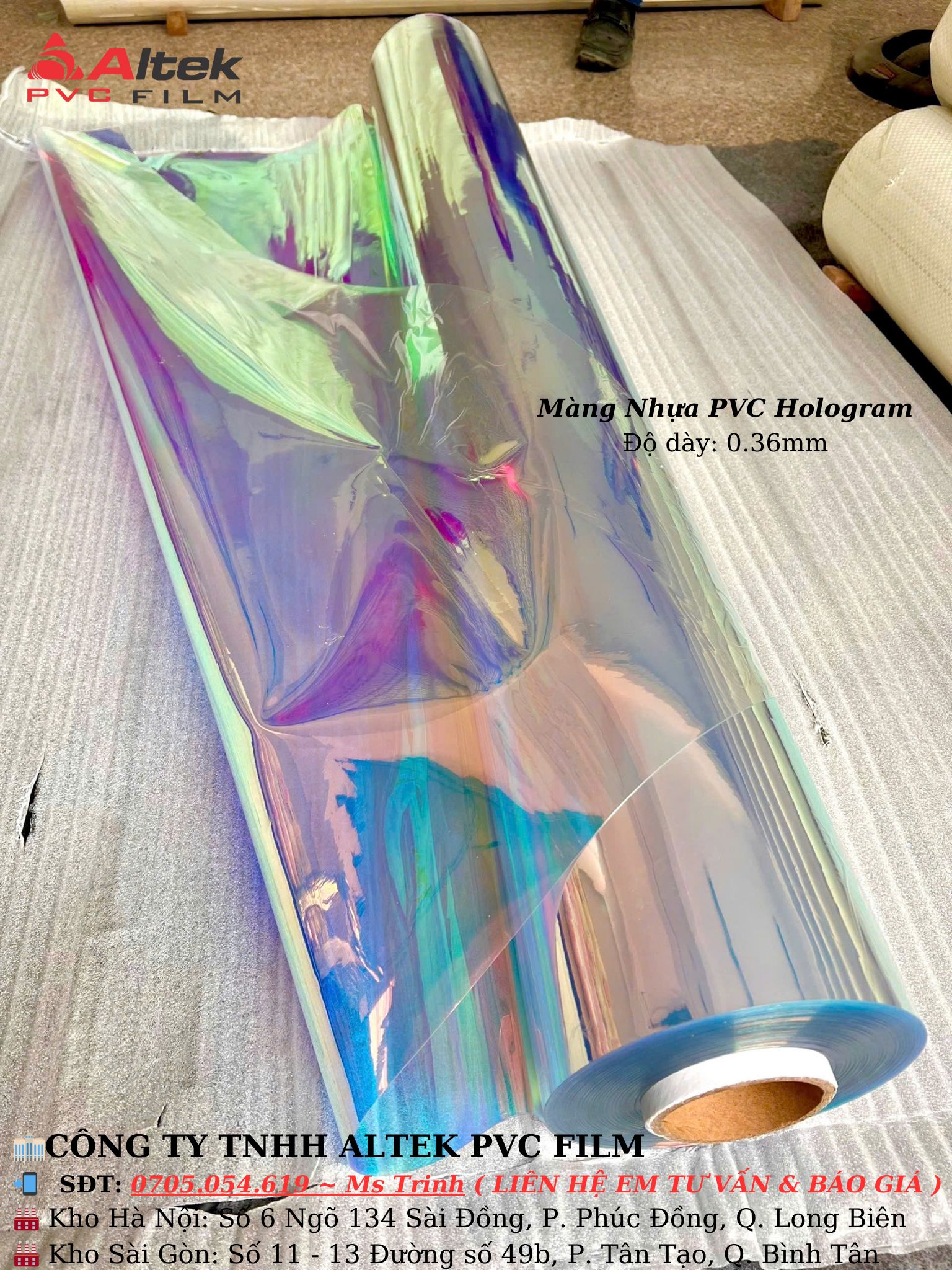 Xưởng phân phối nhựa pvc dẻo, màng ánh kim 7 màu