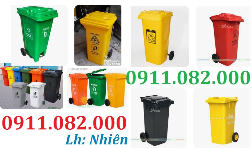 Thùng rác giá rẻ, thùng rác dày, chịu lực tốt, bền màu- thùng rác 120l