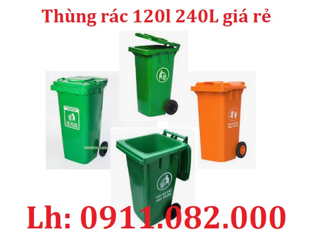  Thùng rác nhựa giá tốt- lh 0911082000- thùng rác 120l 240 nắp kín màu xanh 