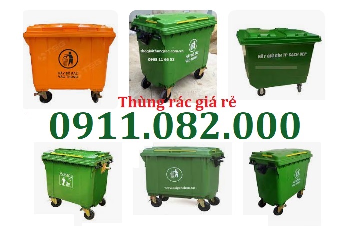  Thùng rác nhựa giá tốt- thùng rác 120l 240l 660l màu xanh, cam giá rẻ