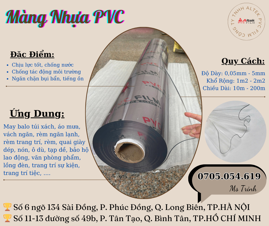 Thành phần của màng nhựa pvc, công dụng của màng pvc