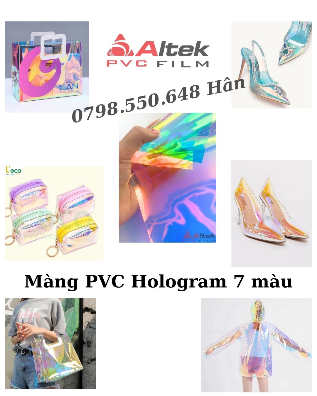 Màng nhựa PVC Hologram 7 màu giá tốt 