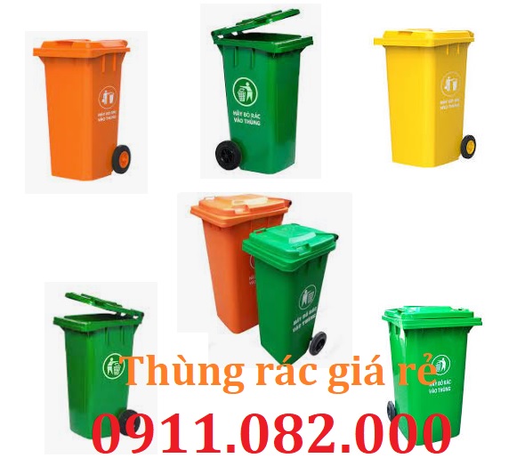  Thùng rác nhựa giá tốt- thùng rác 120l 240l 660l màu xanh, cam giá rẻ