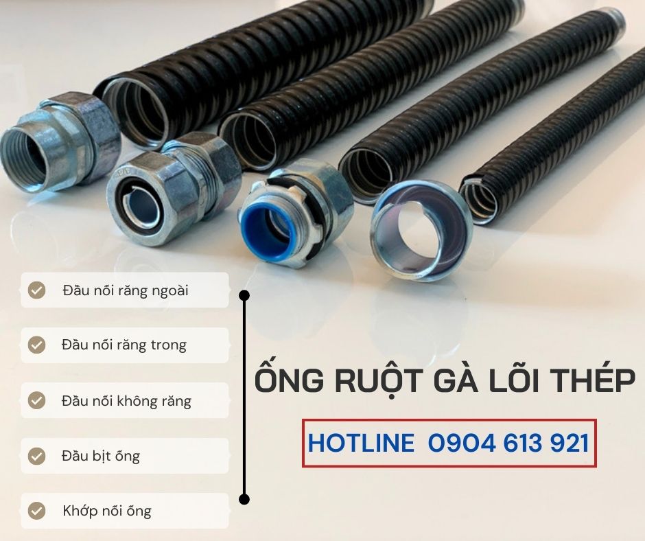 Ống ruột gà lõi thép/ ống kẽm đàn hồi D32 Đà Nẵng, HCM, HN