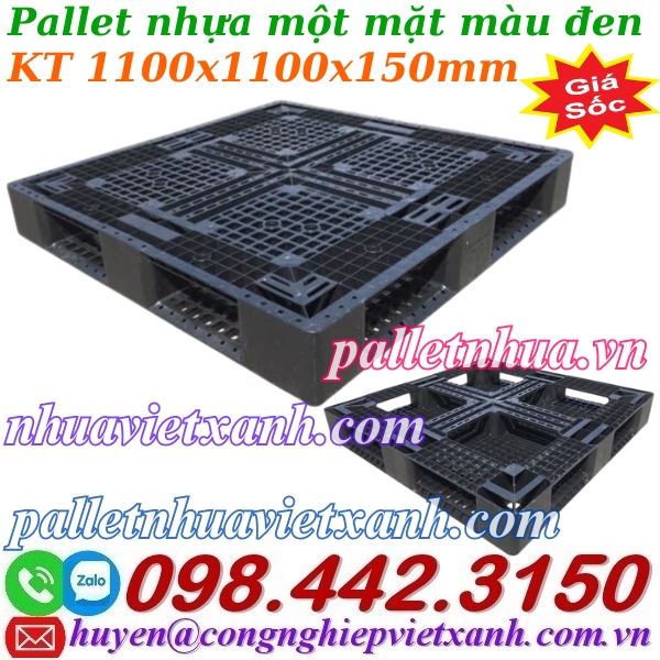 Pallet nhựa 1100x1100x150mm màu đen - hàng mới