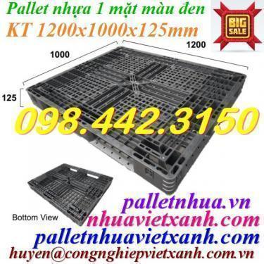 Pallet nhựa xuất khẩu 1200x1000x125mm màu đen hàng mới giá cực sốc