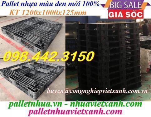 Pallet nhựa xuất khẩu 1200x1000x125mm màu đen hàng mới giá cực sốc