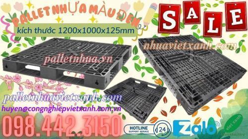 Pallet nhựa xuất khẩu 1200x1000x125mm màu đen hàng mới giá cực sốc