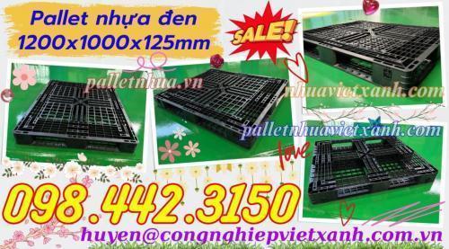 Pallet nhựa xuất khẩu 1200x1000x125mm màu đen hàng mới giá cực sốc