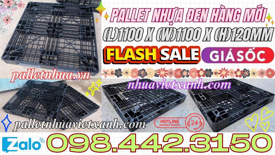 Pallet nhựa xuất khẩu 1100x1100x120mm màu đen hàng mới