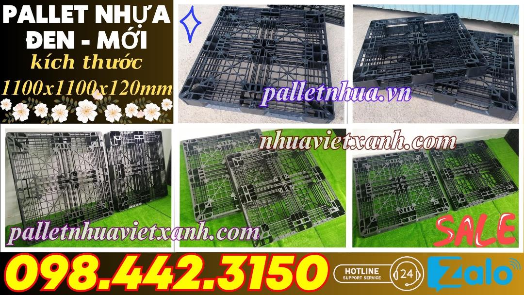 Pallet nhựa xuất khẩu 1100x1100x120mm màu đen hàng mới