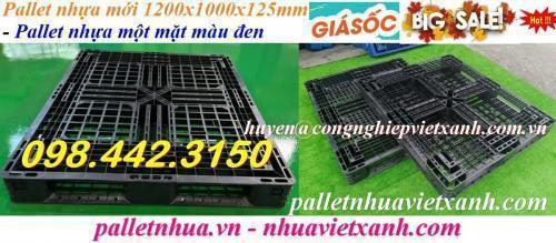 Pallet nhựa xuất khẩu 1200x1000x125mm màu đen hàng mới giá cực sốc