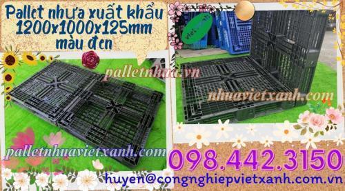 Pallet nhựa xuất khẩu 1200x1000x125mm màu đen hàng mới giá cực sốc