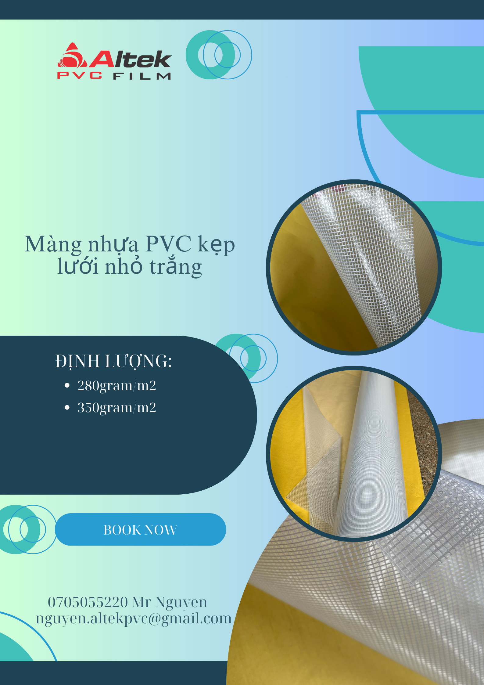 Màng nhựa PVC kẹp lưới nhỏ định hình 280gram và 350gram giá rẻ